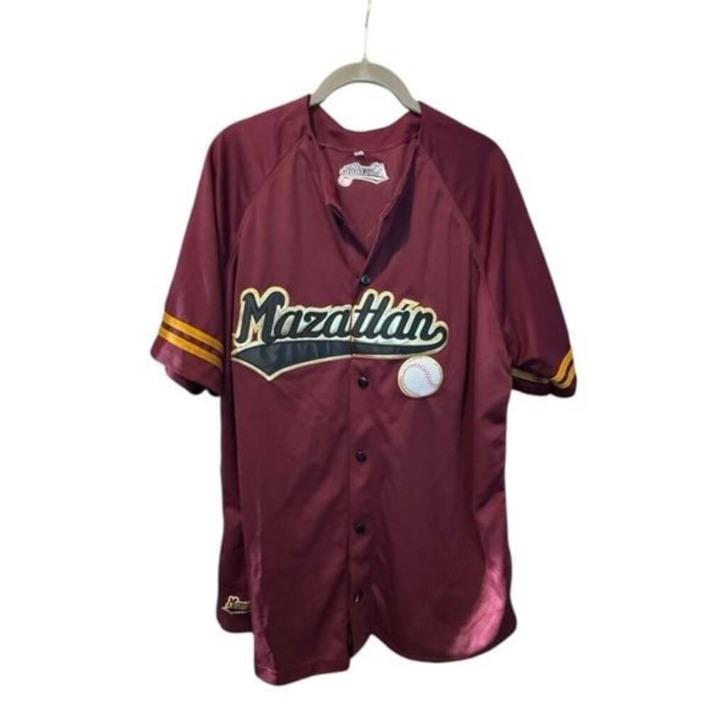 Mazatlan Baseball Jersey Maroon Men's Size 44